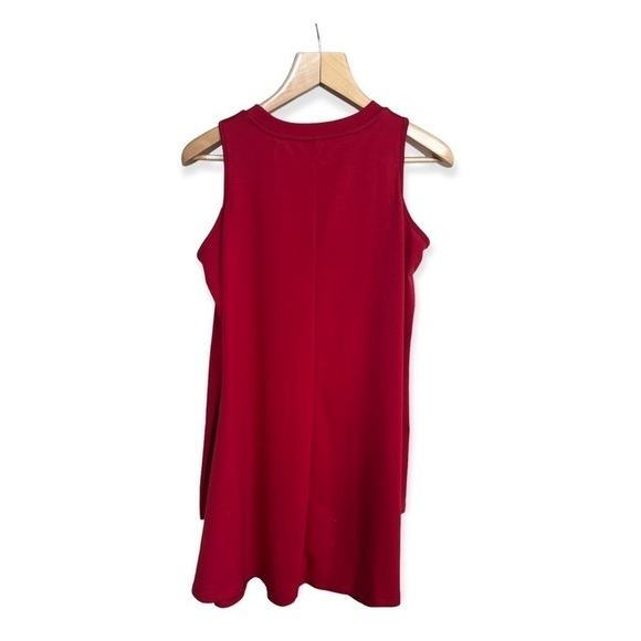 Women’s Red Cold Shoulder Long Sleeve Swing Dress by Fuerfits, Size Small - Picture 7 of 8